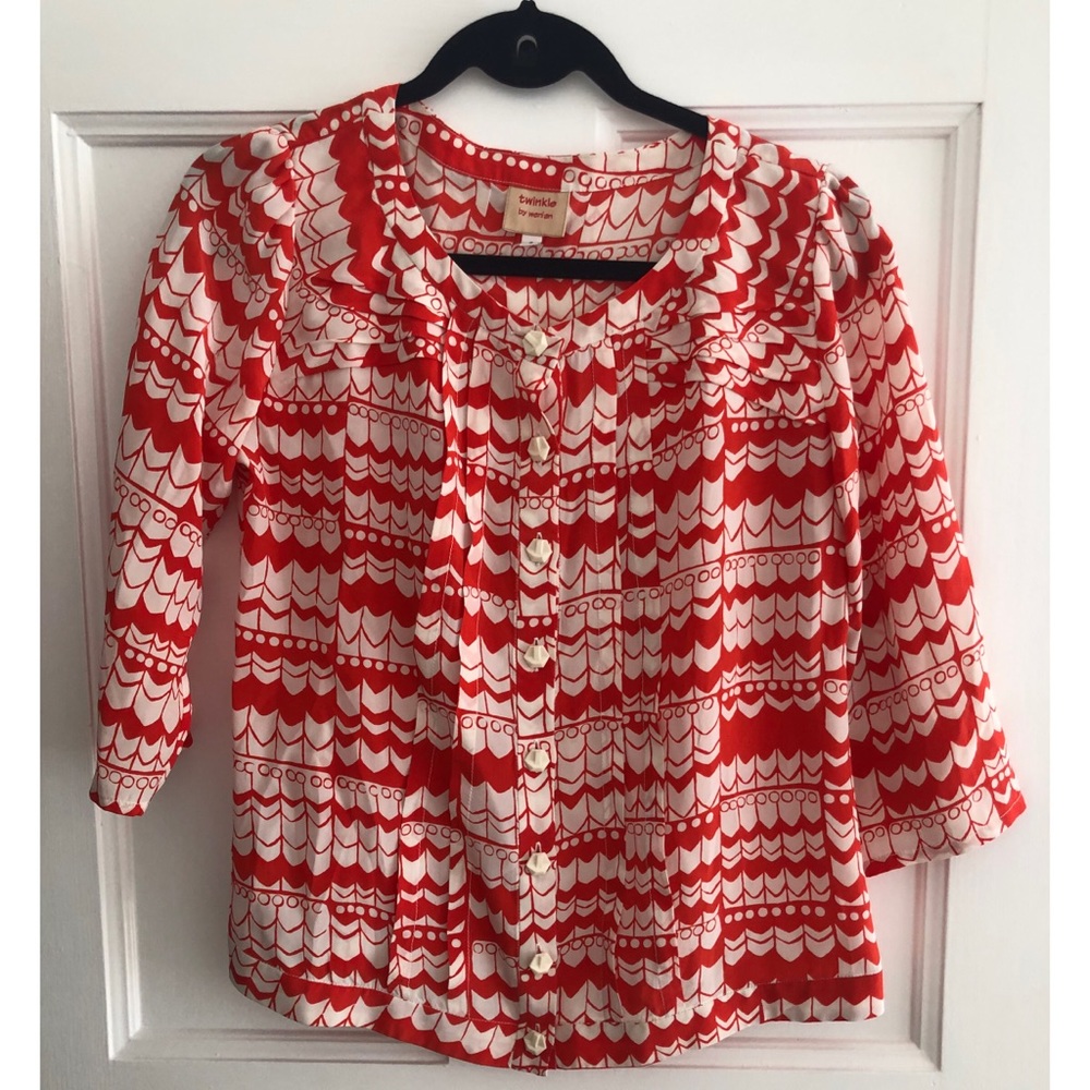 Patterned silk top